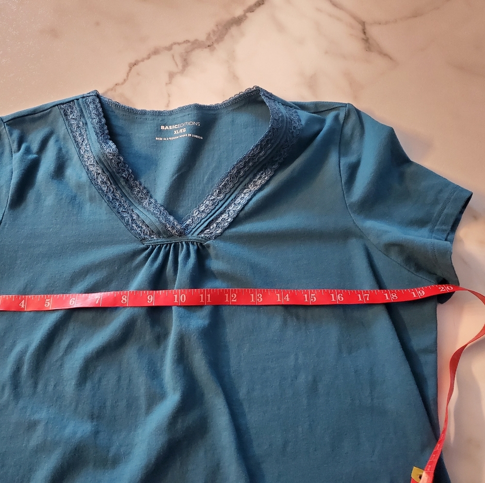 Basic Editions V-Neck Shirt Lace Trim size XL - Picture 6 of 10